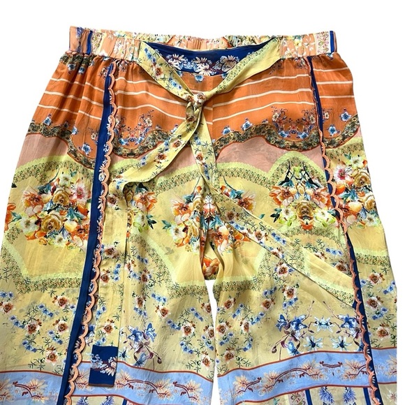 Johnny Was Silky Printed Wide Open Leg Pull On Bohemian Artsy Pants Women’s XL - Picture 5 of 10
